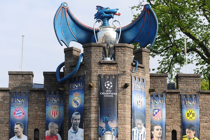 Cardiff Champions League dragon on the castle