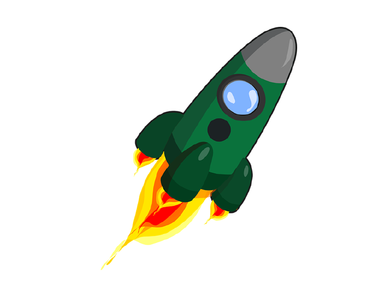 Self Storage launch image of cartoon rocket